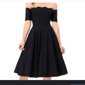 Black Belle Poque Off Shoulder Scalloped Neckline A-line Dress NWT 👗 Size XL